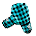 Turquoise And Black Buffalo Check Print Boxing Gloves