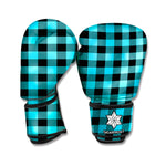 Turquoise And Black Buffalo Check Print Boxing Gloves