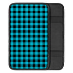 Turquoise And Black Buffalo Check Print Car Center Console Cover
