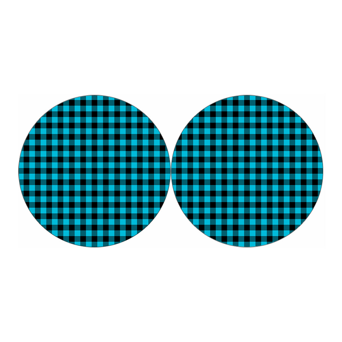 Turquoise And Black Buffalo Check Print Car Coasters
