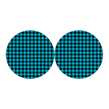 Turquoise And Black Buffalo Check Print Car Coasters