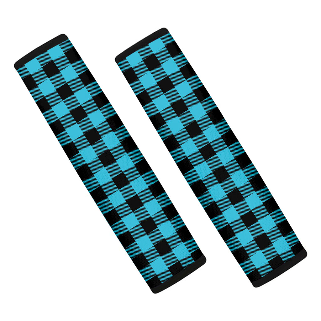 Turquoise And Black Buffalo Check Print Car Seat Belt Covers