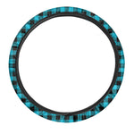 Turquoise And Black Buffalo Check Print Car Steering Wheel Cover