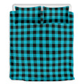 Turquoise And Black Buffalo Check Print Duvet Cover Bedding Set