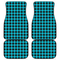 Turquoise And Black Buffalo Check Print Front and Back Car Floor Mats