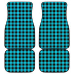 Turquoise And Black Buffalo Check Print Front and Back Car Floor Mats