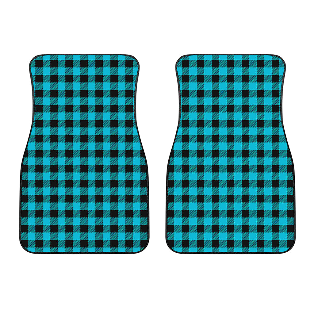 Turquoise And Black Buffalo Check Print Front Car Floor Mats