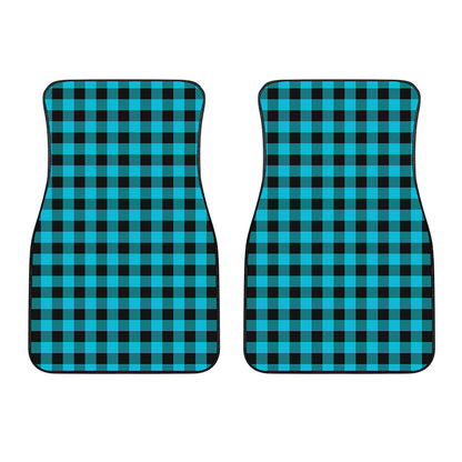 Turquoise And Black Buffalo Check Print Front Car Floor Mats