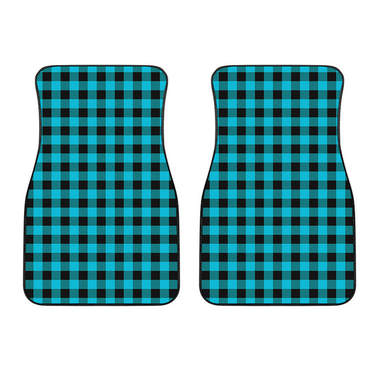 Turquoise And Black Buffalo Check Print Front Car Floor Mats