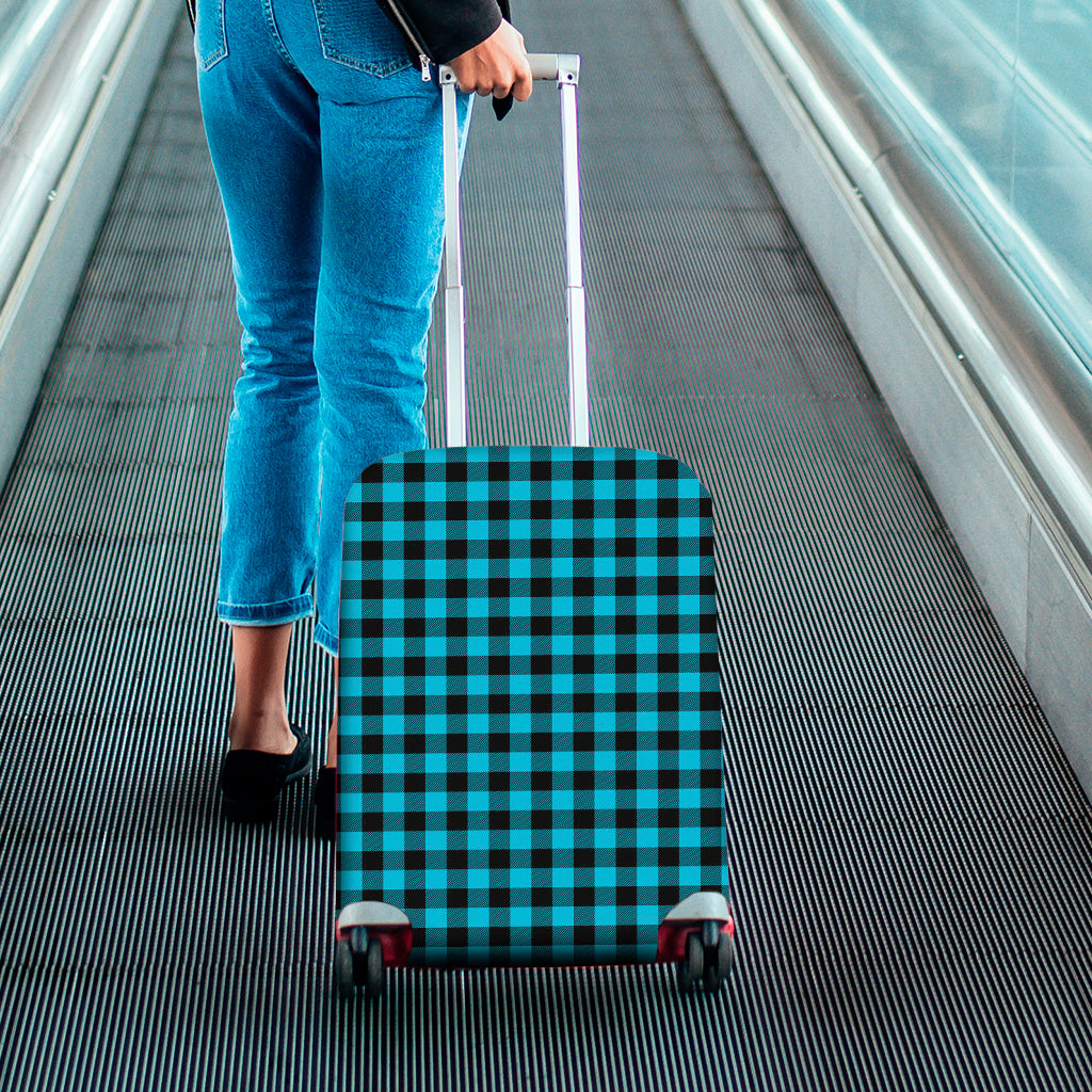 Turquoise And Black Buffalo Check Print Luggage Cover