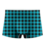 Turquoise And Black Buffalo Check Print Men's Boxer Briefs