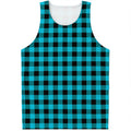 Turquoise And Black Buffalo Check Print Men's Tank Top