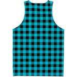 Turquoise And Black Buffalo Check Print Men's Tank Top