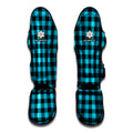 Turquoise And Black Buffalo Check Print Muay Thai Shin Guards