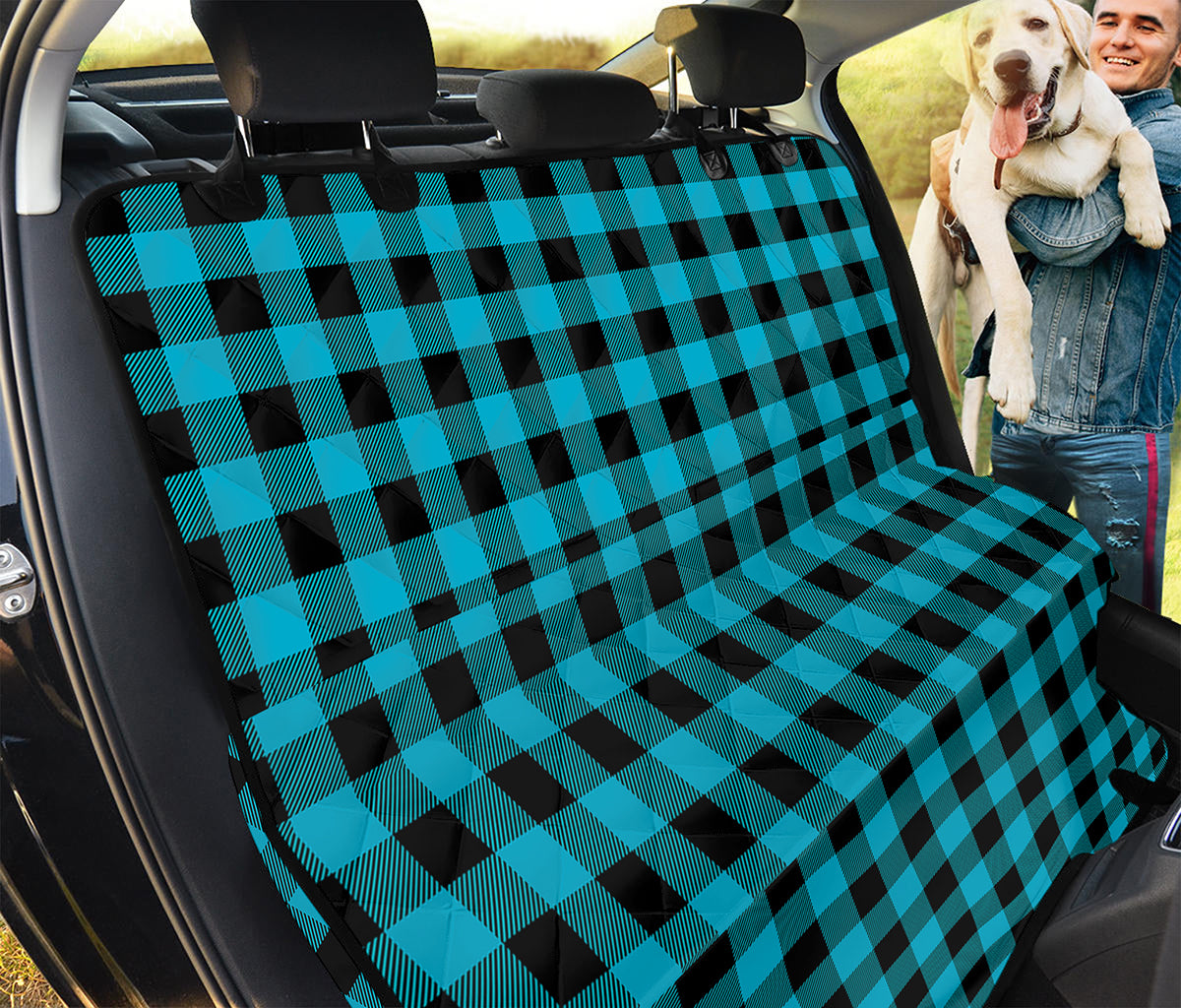 Turquoise And Black Buffalo Check Print Pet Car Back Seat Cover