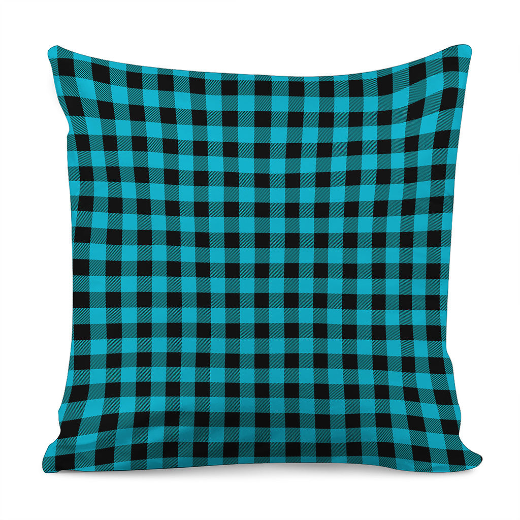 Turquoise And Black Buffalo Check Print Pillow Cover