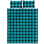 Turquoise And Black Buffalo Check Print Quilt Bed Set