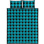 Turquoise And Black Buffalo Check Print Quilt Bed Set