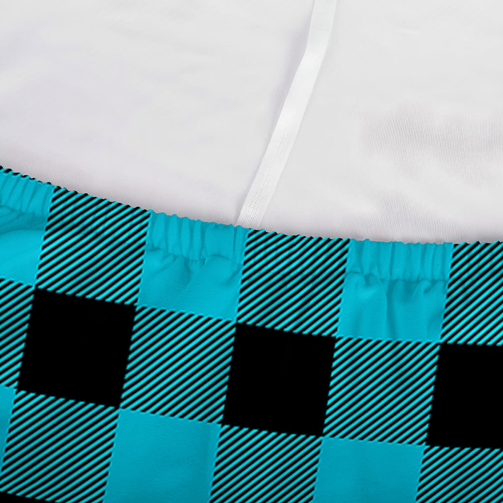 Turquoise And Black Buffalo Check Print Sofa Cover