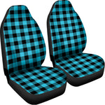 Turquoise And Black Buffalo Check Print Universal Fit Car Seat Covers