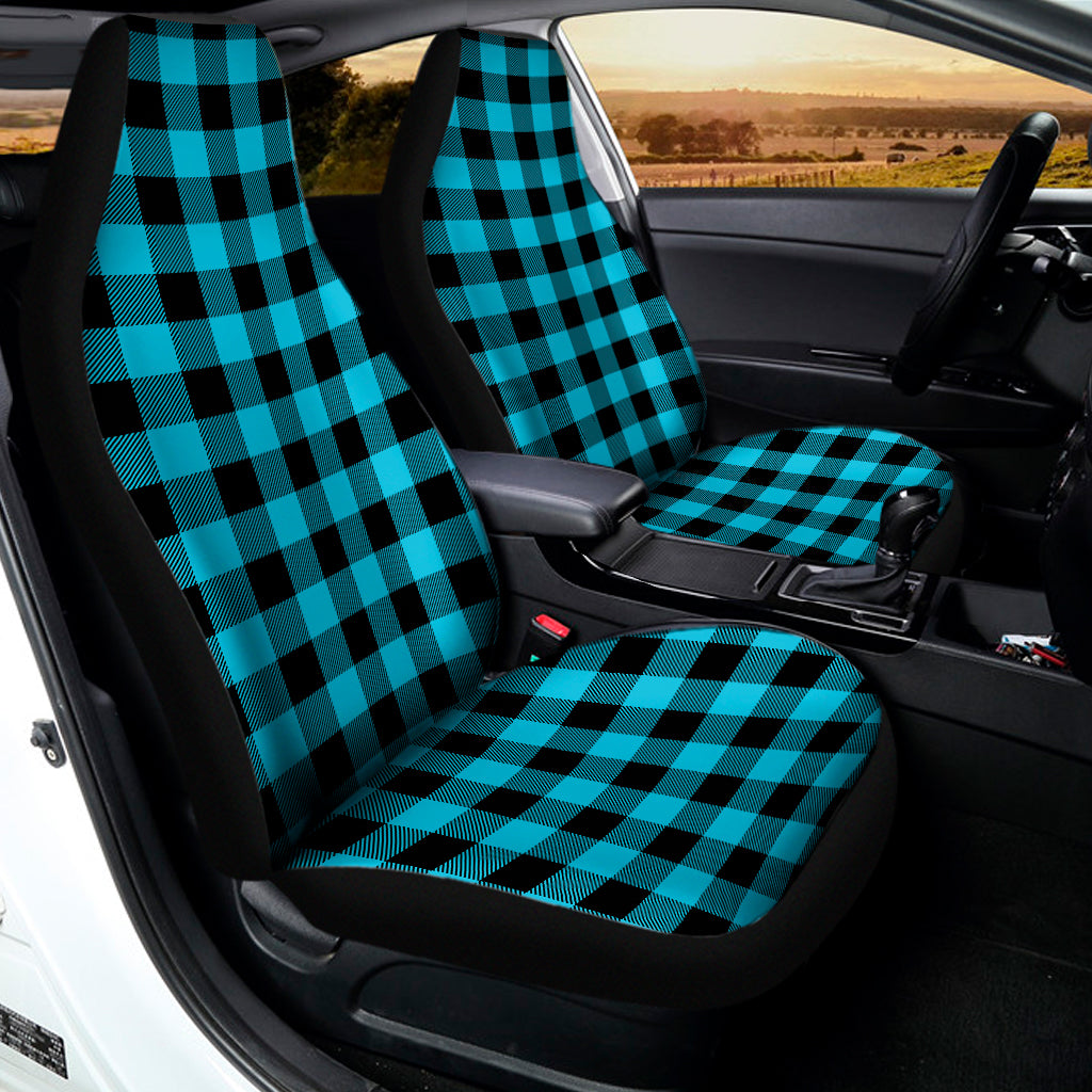 Turquoise And Black Buffalo Check Print Universal Fit Car Seat Covers