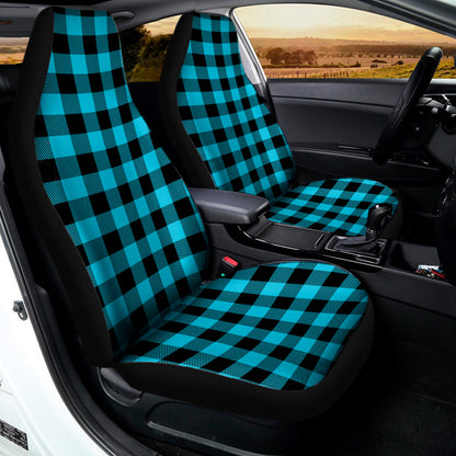 Turquoise And Black Buffalo Check Print Universal Fit Car Seat Covers
