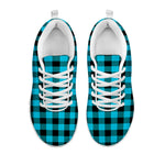 Turquoise And Black Buffalo Check Print White Sneakers