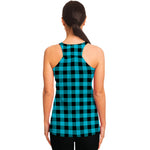 Turquoise And Black Buffalo Check Print Women's Racerback Tank Top