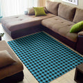 Turquoise And Black Check Pattern Print Floor Mat