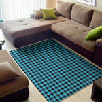Turquoise And Black Check Pattern Print Area Rug