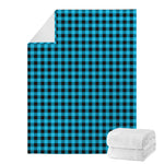 Turquoise And Black Check Pattern Print Blanket
