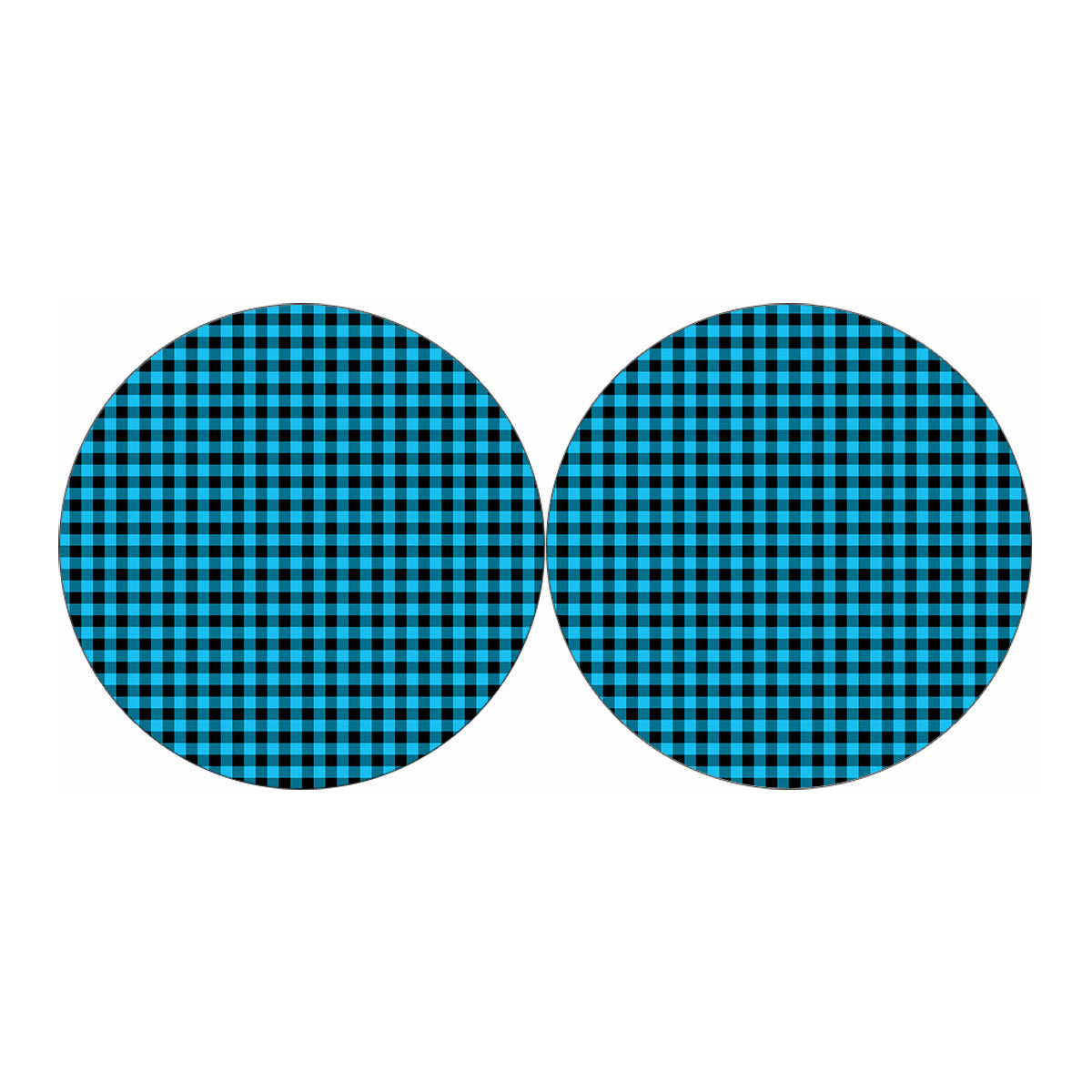 Turquoise And Black Check Pattern Print Car Coasters