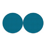 Turquoise And Black Check Pattern Print Car Coasters