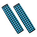 Turquoise And Black Check Pattern Print Car Seat Belt Covers