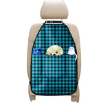 Turquoise And Black Check Pattern Print Car Seat Organizers
