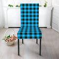 Turquoise And Black Check Pattern Print Dining Chair Slipcover