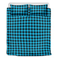 Turquoise And Black Check Pattern Print Duvet Cover Bedding Set