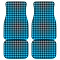 Turquoise And Black Check Pattern Print Front and Back Car Floor Mats