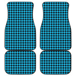 Turquoise And Black Check Pattern Print Front and Back Car Floor Mats