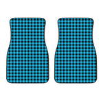 Turquoise And Black Check Pattern Print Front Car Floor Mats