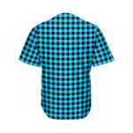 Turquoise And Black Check Pattern Print Men's Baseball Jersey