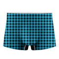 Turquoise And Black Check Pattern Print Men's Boxer Briefs