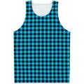 Turquoise And Black Check Pattern Print Men's Tank Top