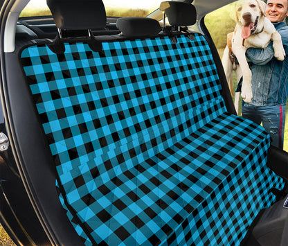 Turquoise And Black Check Pattern Print Pet Car Back Seat Cover