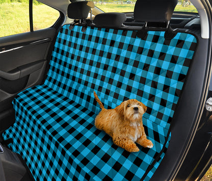 Turquoise And Black Check Pattern Print Pet Car Back Seat Cover
