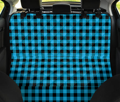 Turquoise And Black Check Pattern Print Pet Car Back Seat Cover