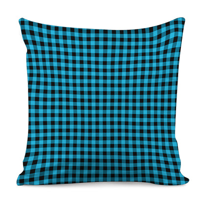 Turquoise And Black Check Pattern Print Pillow Cover