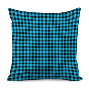 Turquoise And Black Check Pattern Print Pillow Cover