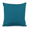 Turquoise And Black Check Pattern Print Pillow Cover