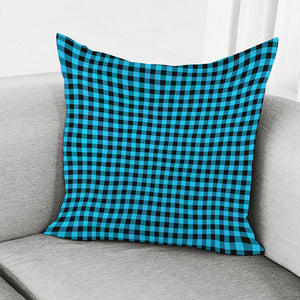 Turquoise And Black Check Pattern Print Pillow Cover